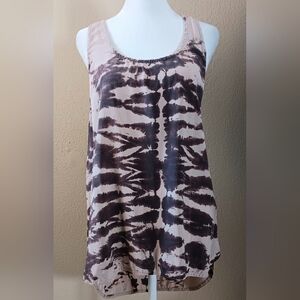 Gypsy 05 Silk Animal Tiger Stripe Tank L Brown Tan Tropical Safari Sexy Dressy